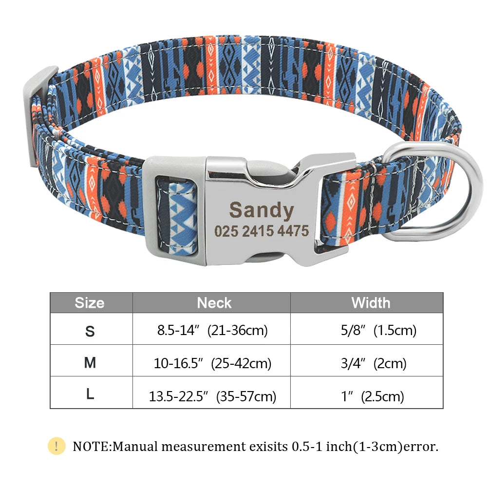 Custom Small Medium Large Dog Cat Collar Personalized Engraved Name ID Adjustable Nylon Puppy Collars Chihuahua Pug Dogs Collars