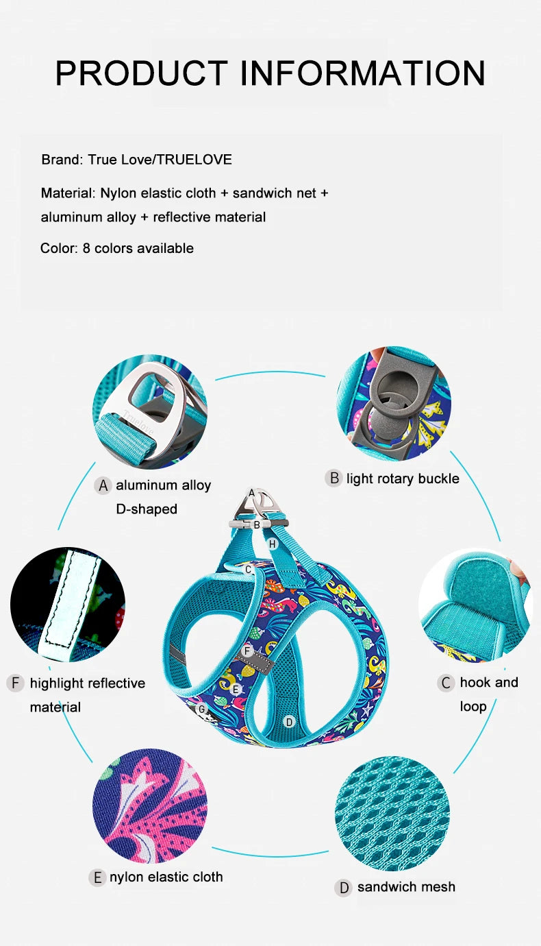 Truelove No-Pull Dog Harness – Soft Mesh, Reflective & Adjustable for Small to Medium Dogs