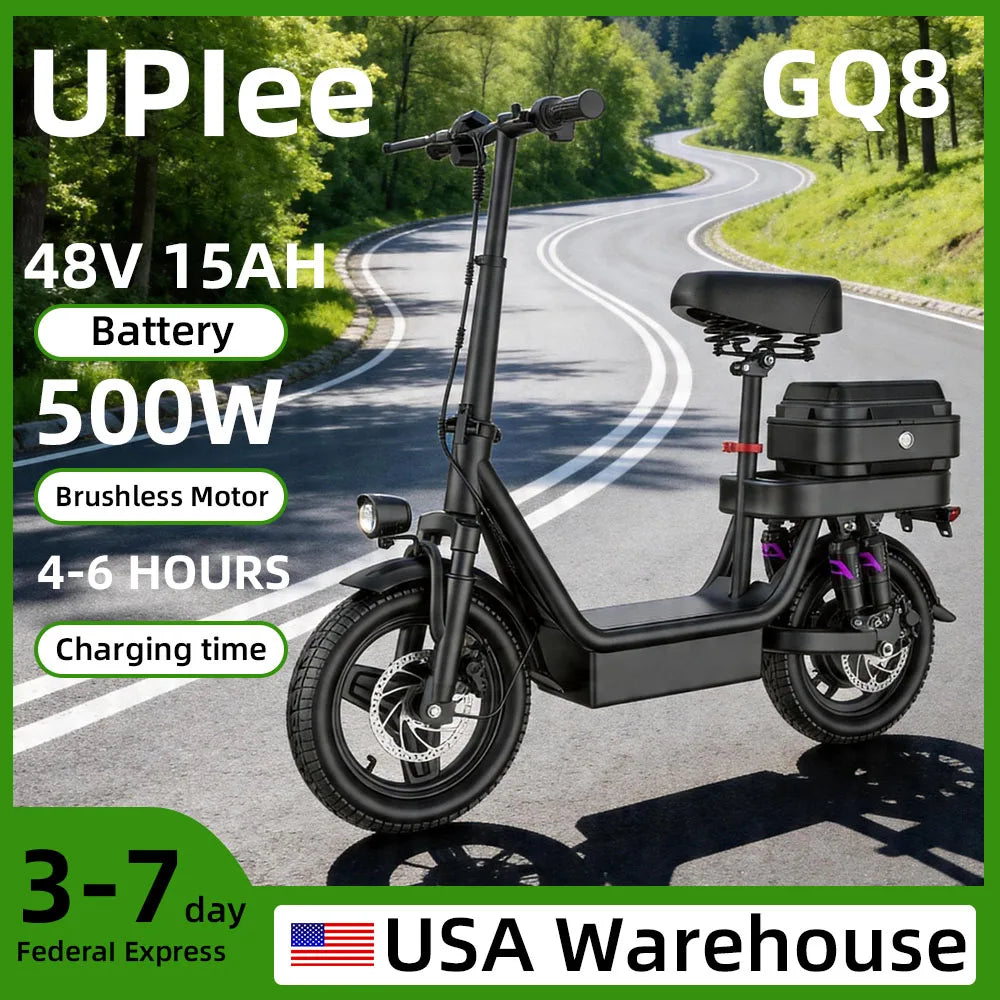 UPlee GQ8 Foldable Electric Bike – 500W 48V Fat Tire E-Bike for Adults