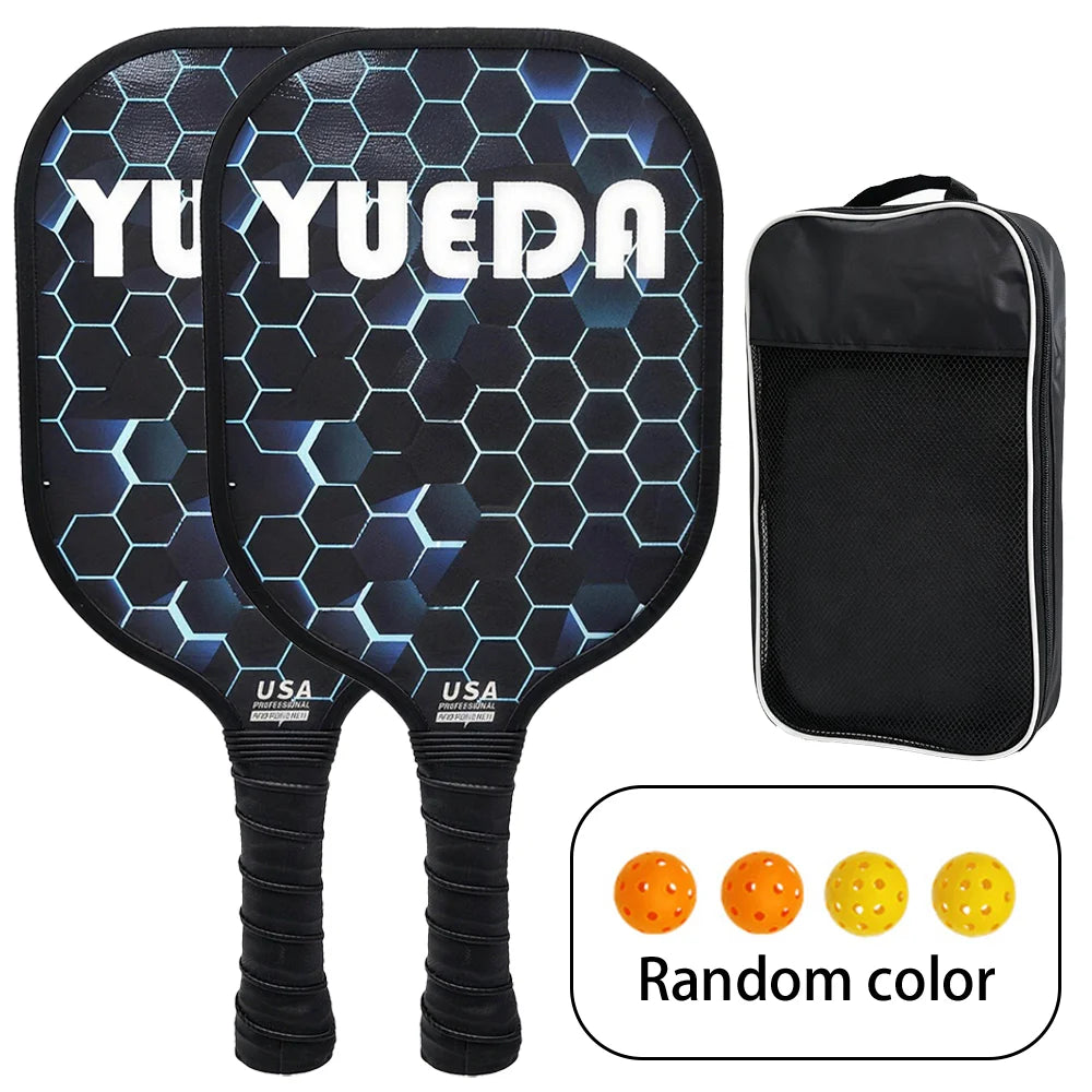 Beginner Pickleball Paddle Set – 2 Rackets & 4 Balls, Glass Fiber Face & PP Honeycomb Core