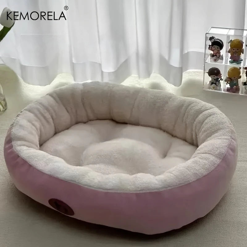 Cozy Oval Snuggle Pet Bed – Plush Cat & Small Dog Bed