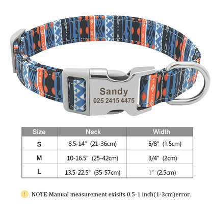 Custom Small Medium Large Dog Cat Collar Personalized Engraved Name ID Adjustable Nylon Puppy Collars Chihuahua Pug Dogs Collars