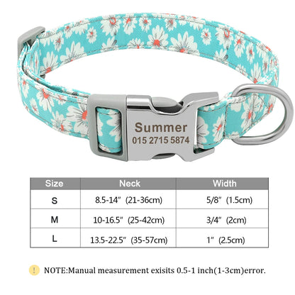 Custom Small Medium Large Dog Cat Collar Personalized Engraved Name ID Adjustable Nylon Puppy Collars Chihuahua Pug Dogs Collars
