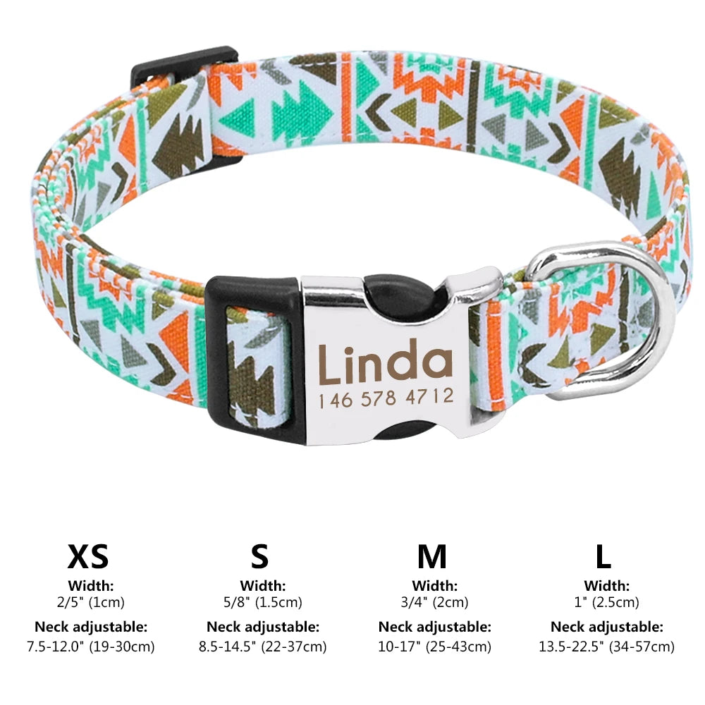 Custom Small Medium Large Dog Cat Collar Personalized Engraved Name ID Adjustable Nylon Puppy Collars Chihuahua Pug Dogs Collars