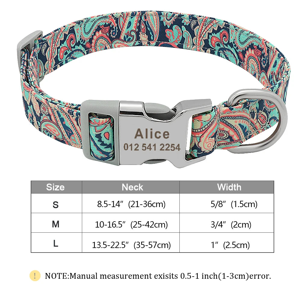 Custom Small Medium Large Dog Cat Collar Personalized Engraved Name ID Adjustable Nylon Puppy Collars Chihuahua Pug Dogs Collars