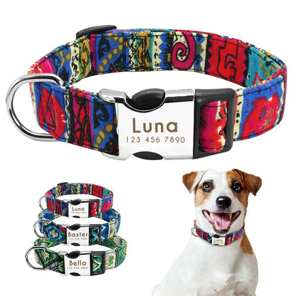 Custom Small Medium Large Dog Cat Collar Personalized Engraved Name ID Adjustable Nylon Puppy Collars Chihuahua Pug Dogs Collars