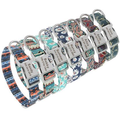 Custom Small Medium Large Dog Cat Collar Personalized Engraved Name ID Adjustable Nylon Puppy Collars Chihuahua Pug Dogs Collars