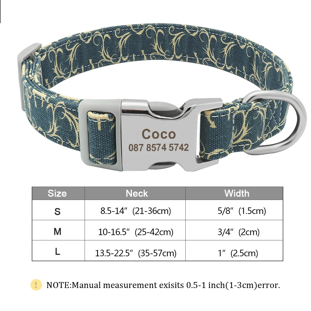 Custom Small Medium Large Dog Cat Collar Personalized Engraved Name ID Adjustable Nylon Puppy Collars Chihuahua Pug Dogs Collars
