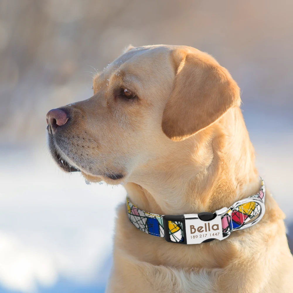 Custom Small Medium Large Dog Cat Collar Personalized Engraved Name ID Adjustable Nylon Puppy Collars Chihuahua Pug Dogs Collars