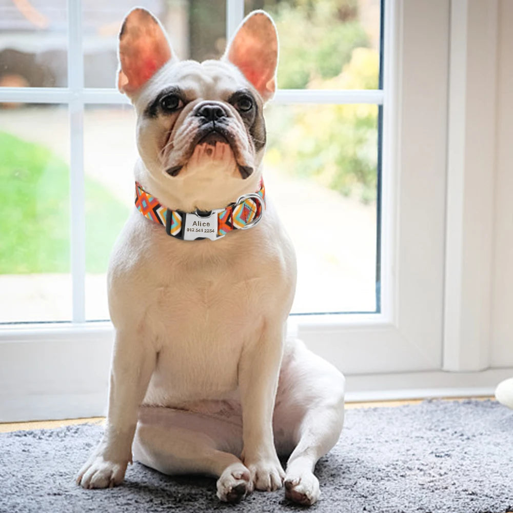Custom Small Medium Large Dog Cat Collar Personalized Engraved Name ID Adjustable Nylon Puppy Collars Chihuahua Pug Dogs Collars