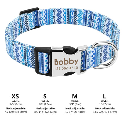 Custom Small Medium Large Dog Cat Collar Personalized Engraved Name ID Adjustable Nylon Puppy Collars Chihuahua Pug Dogs Collars