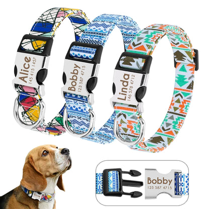 Custom Small Medium Large Dog Cat Collar Personalized Engraved Name ID Adjustable Nylon Puppy Collars Chihuahua Pug Dogs Collars