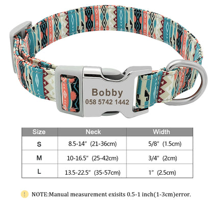 Custom Small Medium Large Dog Cat Collar Personalized Engraved Name ID Adjustable Nylon Puppy Collars Chihuahua Pug Dogs Collars
