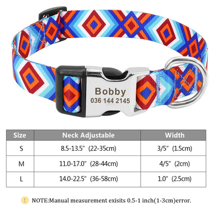 Custom Small Medium Large Dog Cat Collar Personalized Engraved Name ID Adjustable Nylon Puppy Collars Chihuahua Pug Dogs Collars