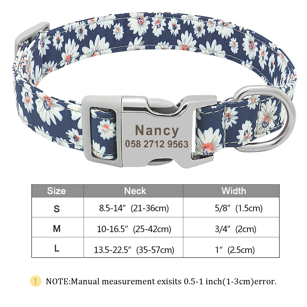 Custom Small Medium Large Dog Cat Collar Personalized Engraved Name ID Adjustable Nylon Puppy Collars Chihuahua Pug Dogs Collars