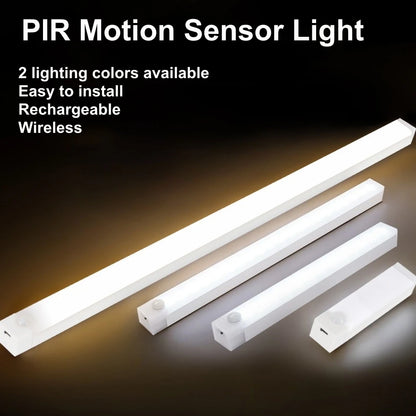 Wireless USB Rechargeable Motion Sensor LED Bar Light Induction Night Light Portable Cordless Magnetic Cabinet Lamp for Kitchen