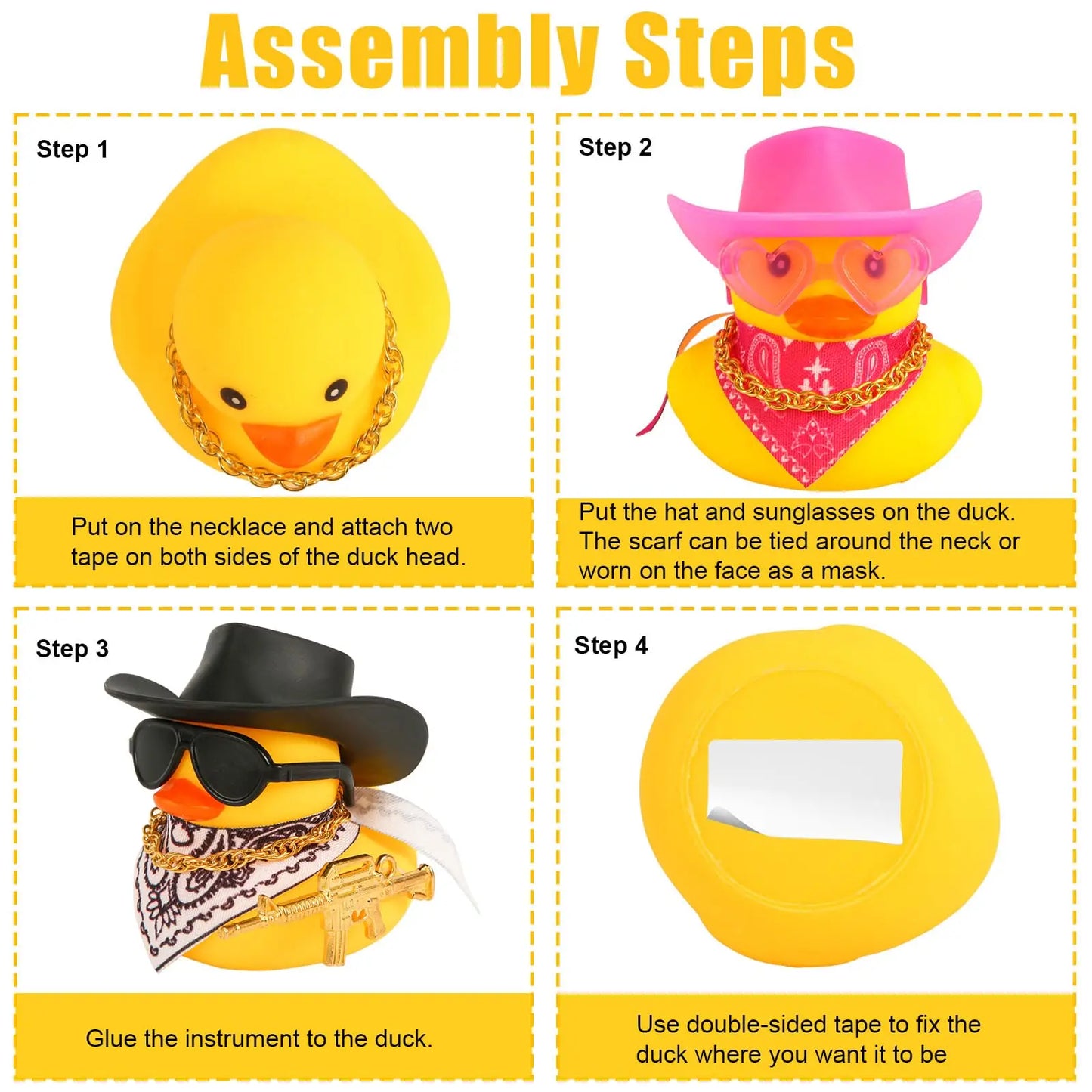 Rubber Duck Car Dashboard Ornament – Cute Mini Duck Decor for Car, Desk & Office