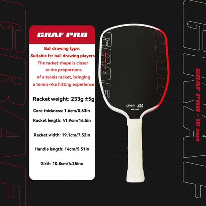 Agassi Pro IV 16mm Pickleball Paddle – T700 Carbon Fiber, TFP Foam Core, Spin & Control