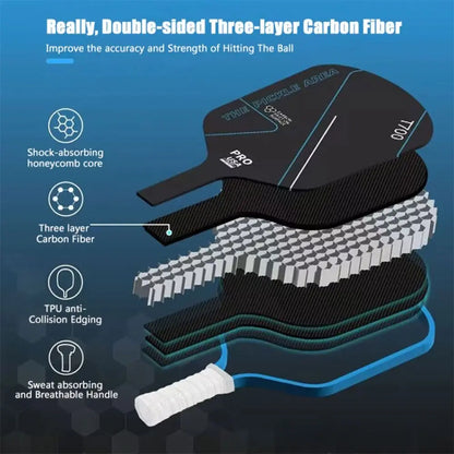 Pickleball Paddle T700 Carbon Fiber 16MM – USAPA Approved, Frosted Surface, Lightweight