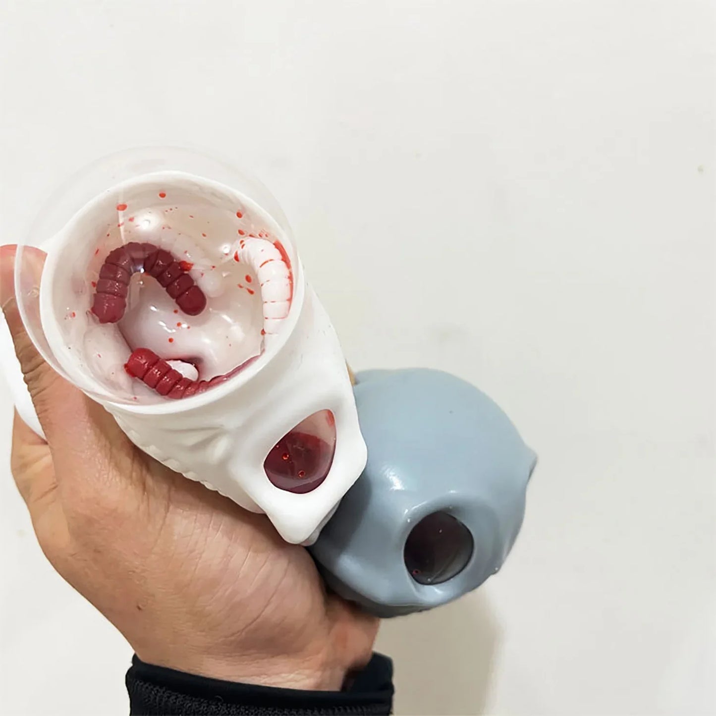 Halloween Squeeze Skull Stress Balls – Fidget Toy with Blood & Maggots