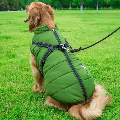 Waterproof Dog Jacket with Built-In Harness – Winter Coat for Large Dogs