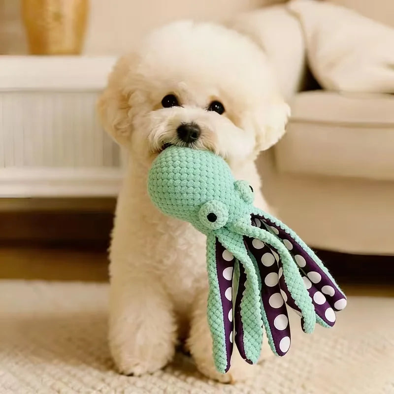 Squeaky Plush Octopus Dog Toy – Interactive Chew Toy for Small & Large Dogs