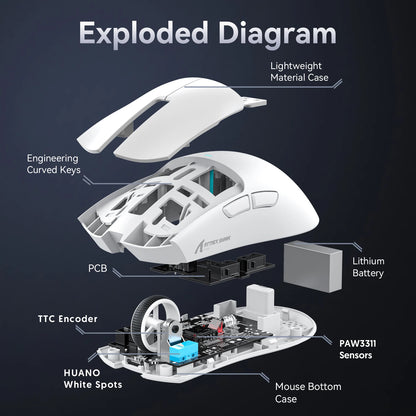 ATTACK SHARK X11 Tri-mode Wireless Mouse 2.4G Bluetooth Wired Programmable RGB Ultra Light Ergonomic Computer Gaming Mice