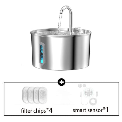 ZYFeeder 2.2L Automatic Pet Water Fountain – Stainless Steel with Silent Pump