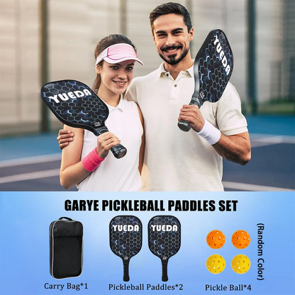 Beginner Pickleball Paddle Set – 2 Rackets & 4 Balls, Glass Fiber Face & PP Honeycomb Core