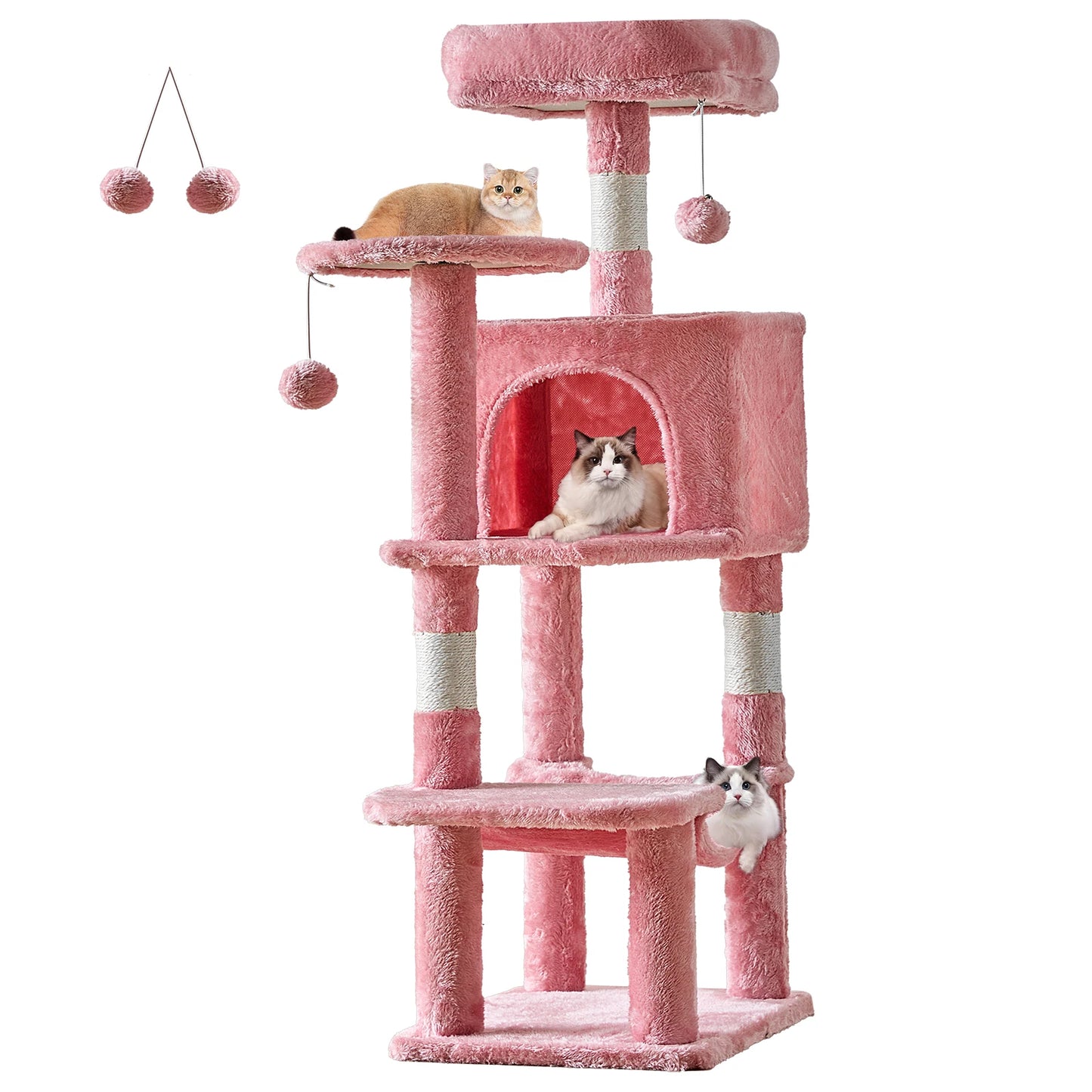 JHK 44" Cat Tree Tower | Multi-Cat Climbing Tower with Sisal Posts & Hammock