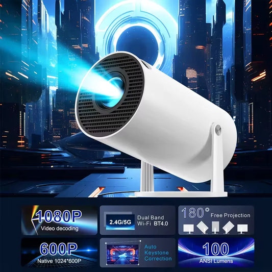 HY300A Smart Mini Projector – Android 9.0, WiFi Streaming & 1080P for Movie Nights Anywhere