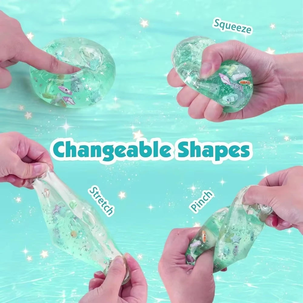Squishy Stress Balls Cube Ocean Sensory Fidget Toy Slow Rise Squishy Toys for Kids and Adults Squeeze Relax Gift