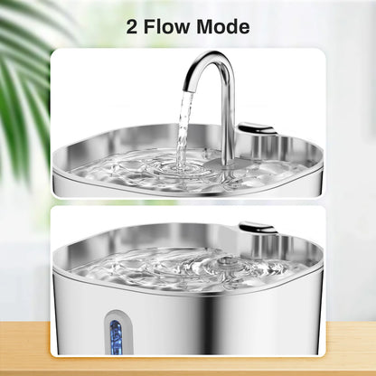ZYFeeder 2.2L Automatic Pet Water Fountain – Stainless Steel with Silent Pump