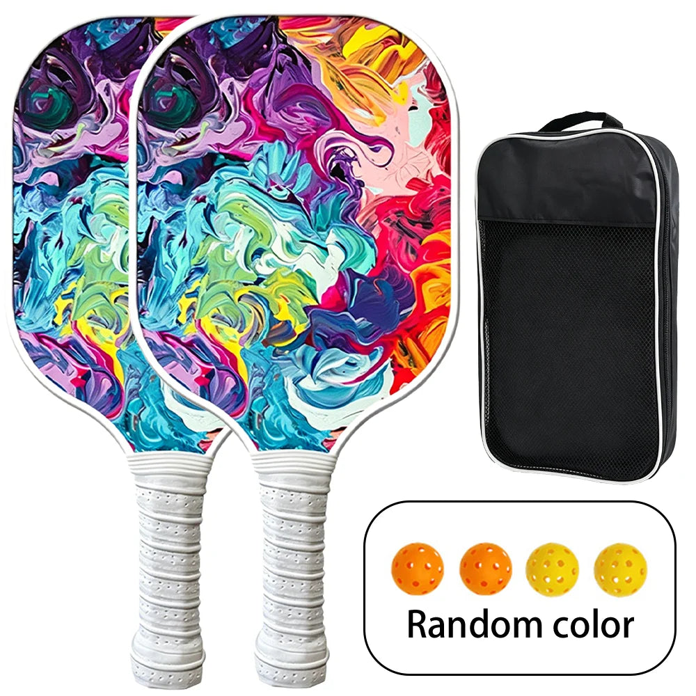 Beginner Pickleball Paddle Set – 2 Rackets & 4 Balls, Glass Fiber Face & PP Honeycomb Core