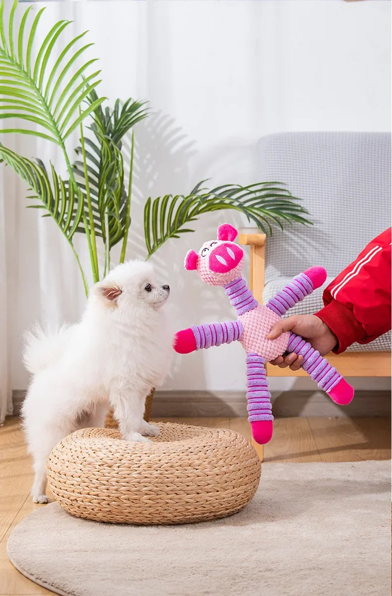 Indestructible Squeaky Plush Dog Toys for Aggressive Chewers – Dental Chew & Teething