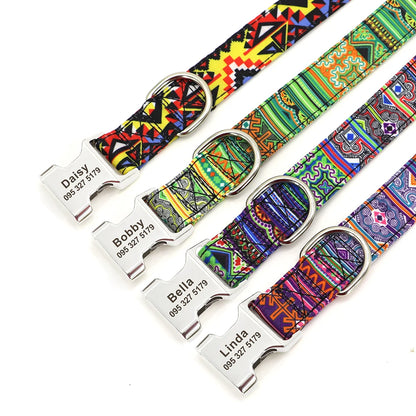 Custom Small Medium Large Dog Cat Collar Personalized Engraved Name ID Adjustable Nylon Puppy Collars Chihuahua Pug Dogs Collars