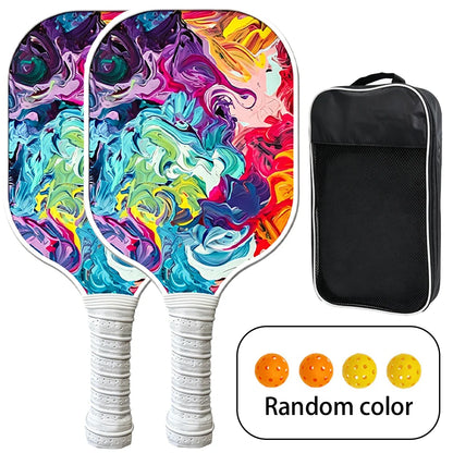 Poplar Wood Pickleball Paddle Set – Lightweight with Carry Bag, Colorful Designs