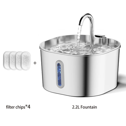 ZYFeeder 2.2L Automatic Pet Water Fountain – Stainless Steel with Silent Pump