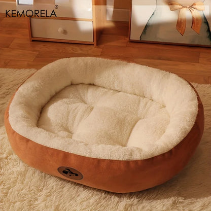 Cozy Oval Snuggle Pet Bed – Plush Cat & Small Dog Bed