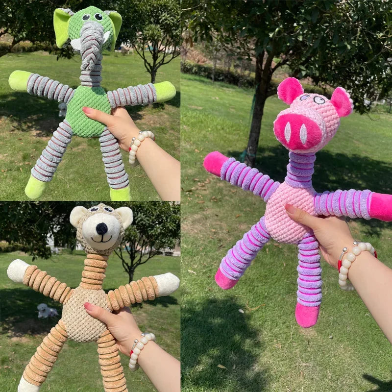 Indestructible Squeaky Plush Dog Toys for Aggressive Chewers – Dental Chew & Teething