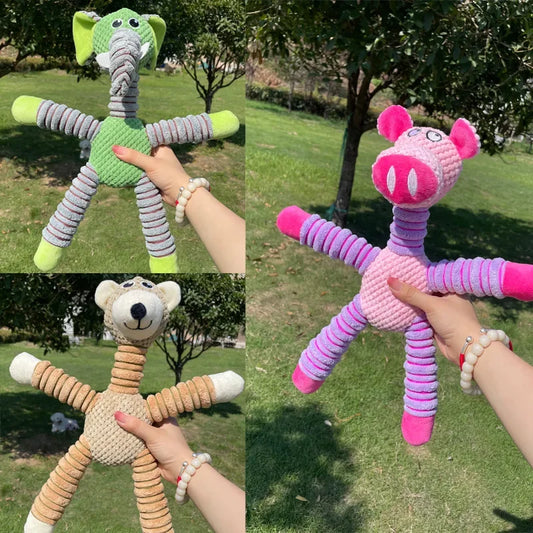 Indestructible Squeaky Plush Dog Toys for Aggressive Chewers – Dental Chew & Teething