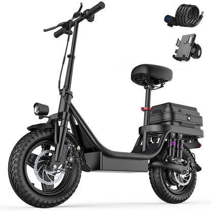 UPlee GQ8 Adult Electric Bike 500W Peak Motor 48V 15AH electric scooter 14 Inch fat tire Full Shock Foldable with trunk e bike