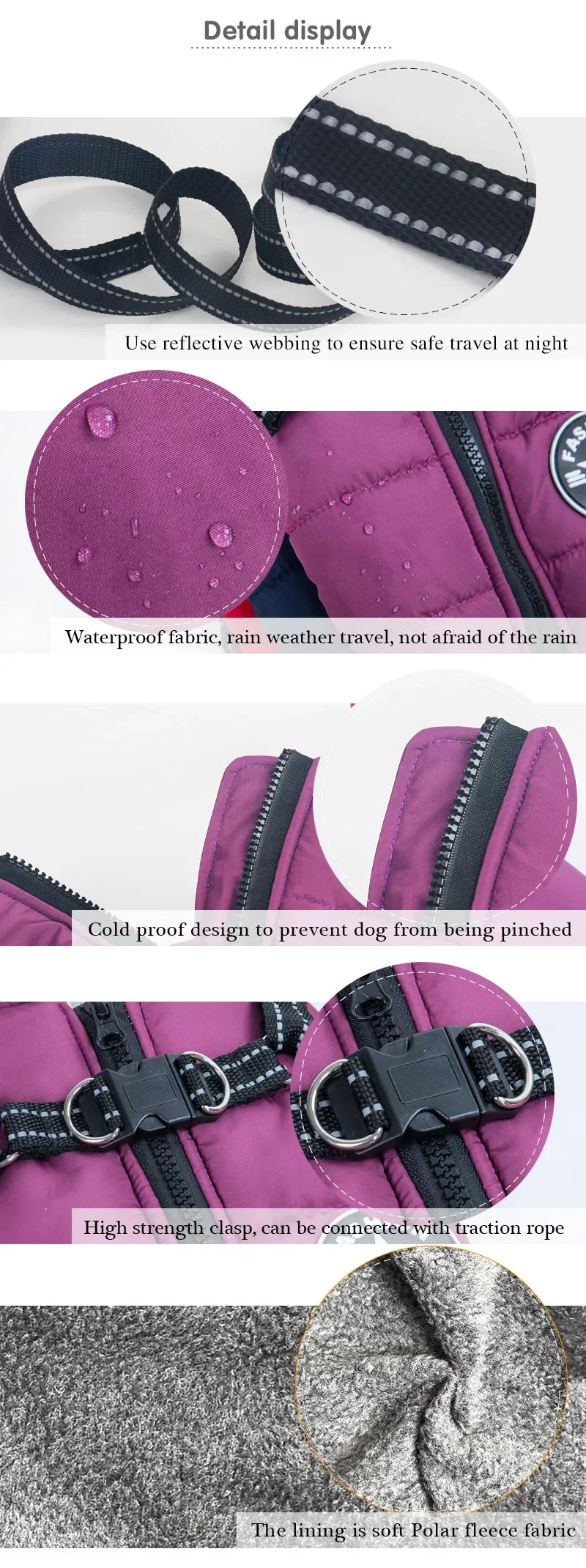 Waterproof Dog Jacket with Built-In Harness – Winter Coat for Large Dogs