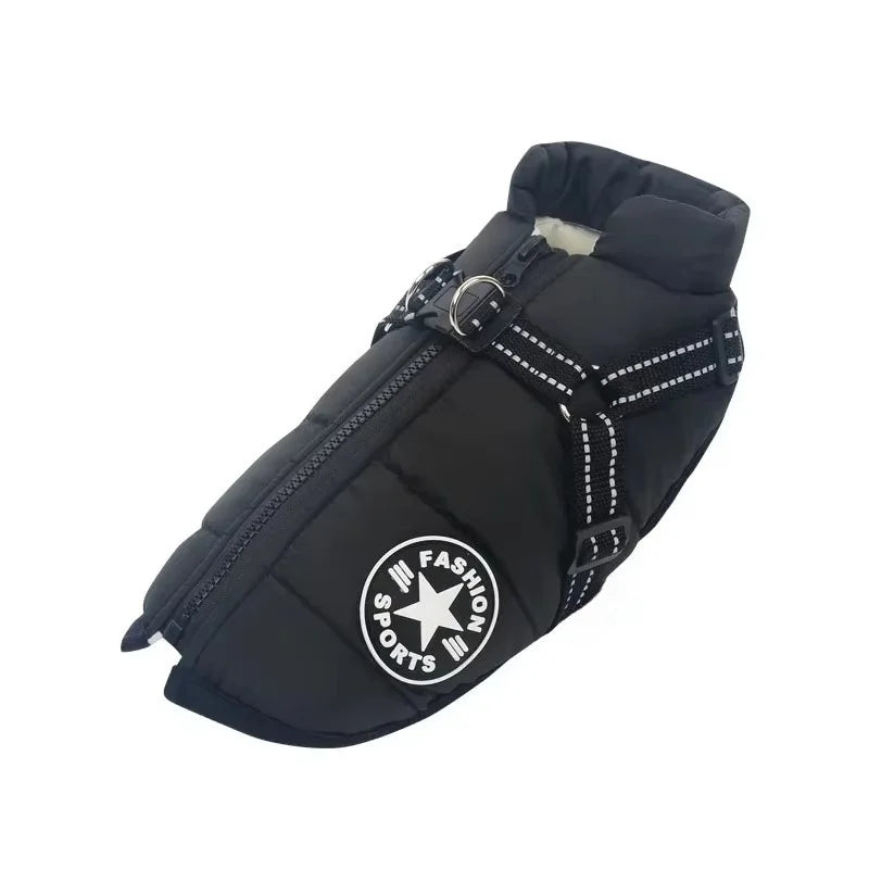 Waterproof Dog Jacket with Built-In Harness – Winter Coat for Large Dogs