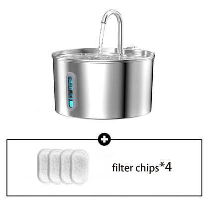 ZYFeeder 2.2L Automatic Pet Water Fountain – Stainless Steel with Silent Pump