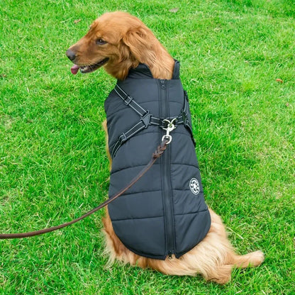 Waterproof Dog Jacket with Built-In Harness – Winter Coat for Large Dogs