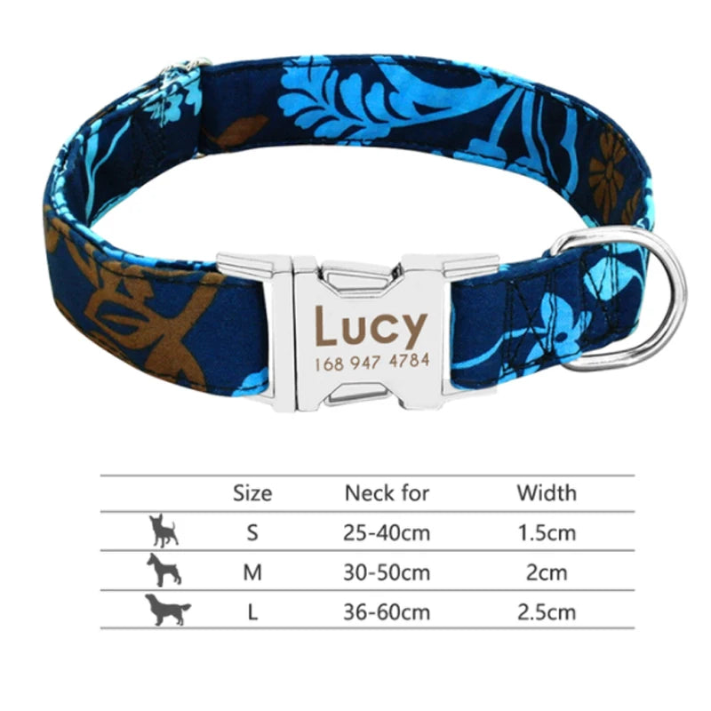 Custom Small Medium Large Dog Cat Collar Personalized Engraved Name ID Adjustable Nylon Puppy Collars Chihuahua Pug Dogs Collars