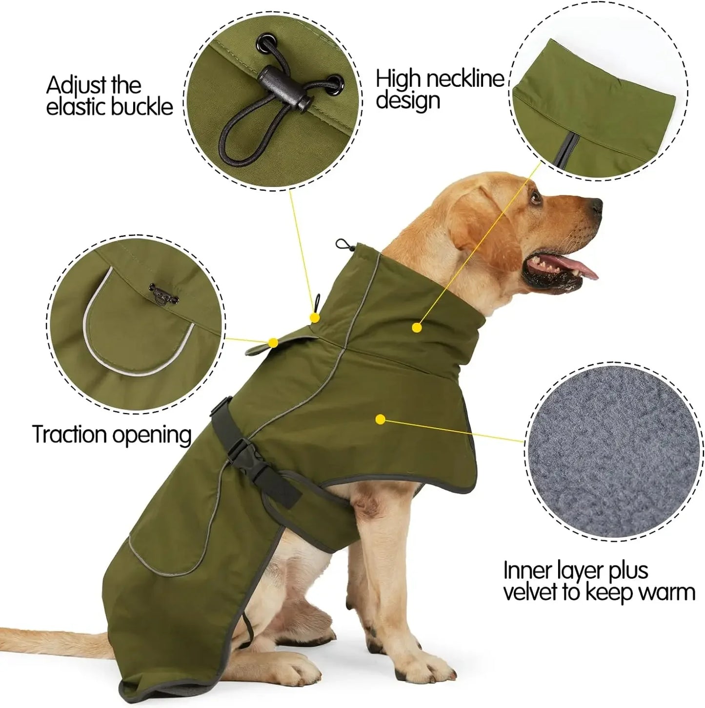 Windproof Dog Vest with Harness – Winter Coat for Small to Large Dogs