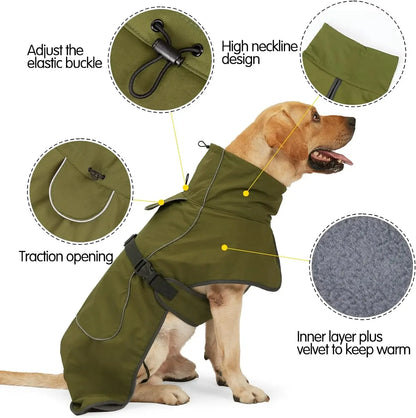 Windproof Dog Vest with Harness – Winter Coat for Small to Large Dogs