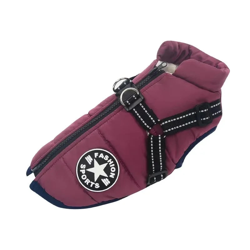Waterproof Dog Jacket with Built-In Harness – Winter Coat for Large Dogs